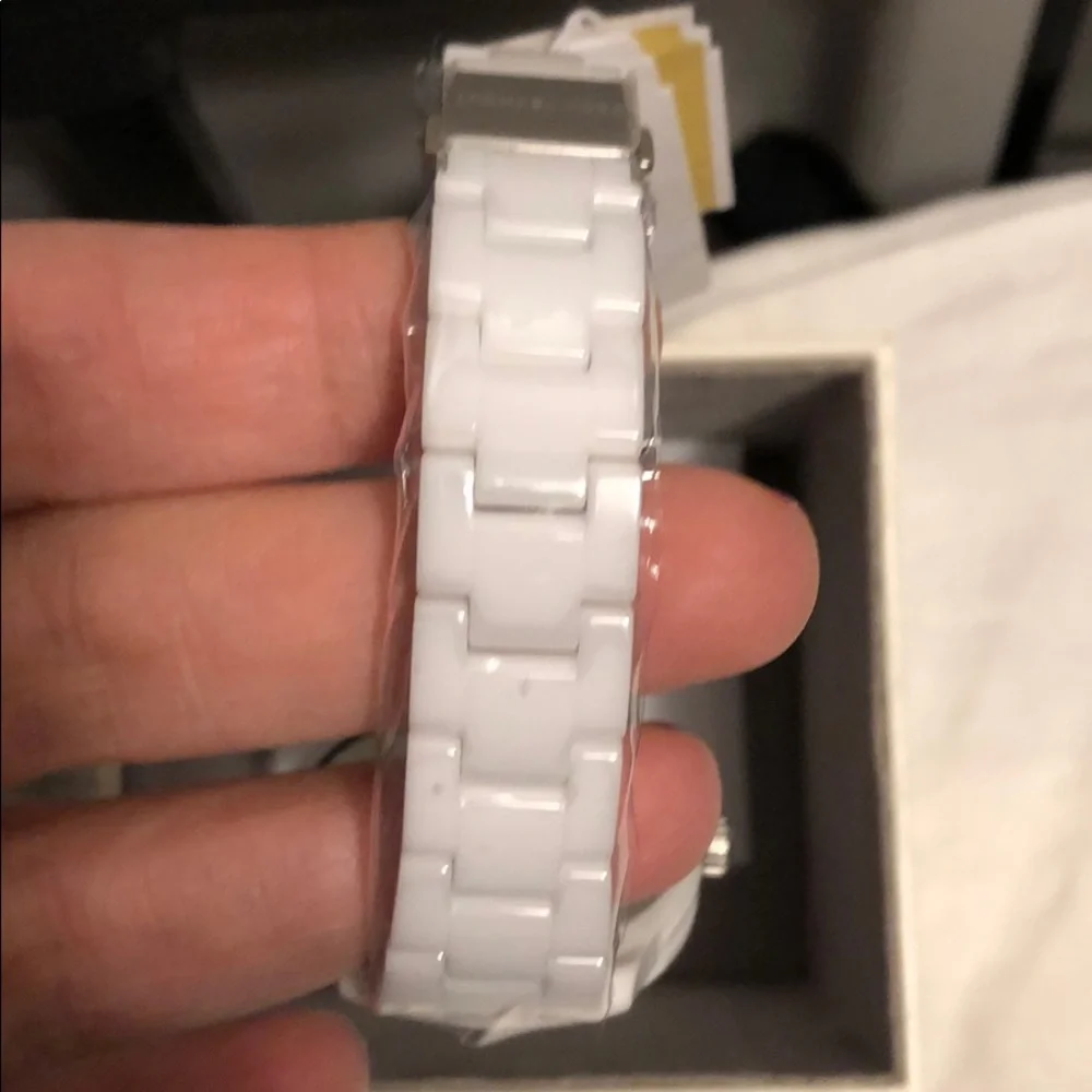 Authentic Michael Kors white ceramic runway watch